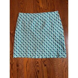 Talbots Women's Green Blue White Knee Length Whale of a Tale Skirt Size 16